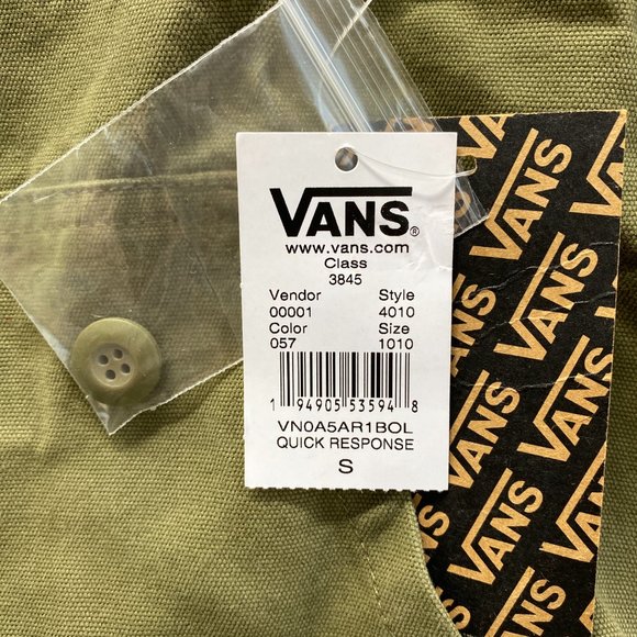 VANS Men's Size VN0A5AR1BOL Quick Response Jacket Army Burnt Olive Green Canvas - Picture 5 of 8